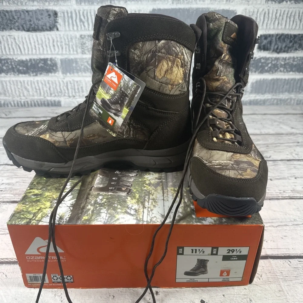 OZARK TRAIL Men's Size 11.5 Hunting Boots Terrain Camo Color Outdoor New NIB